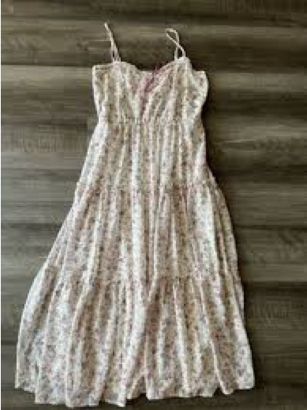 Francesca's Collections Cream Floral Maxi Dress with Spaghetti Straps
